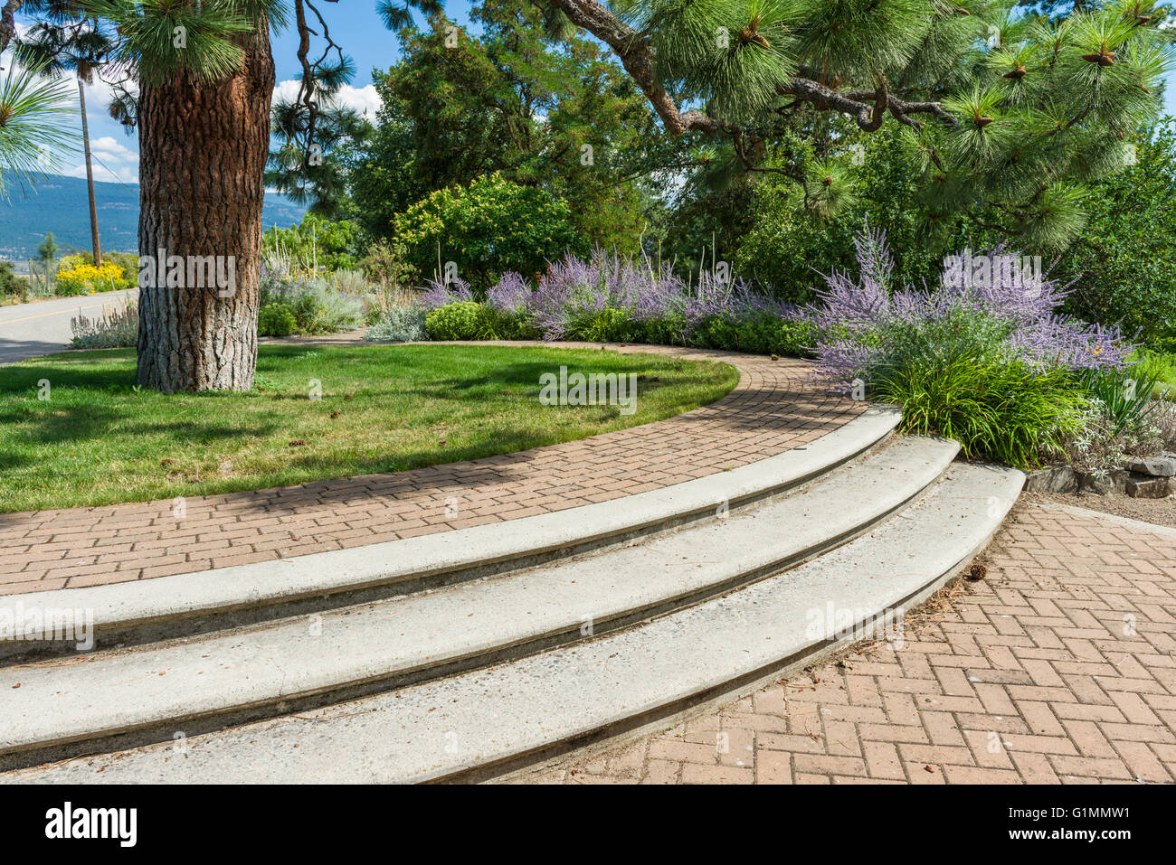 Garden Terrace at Summerland Ornamental Gardens, Summerland, BC, Canada Stock Photo