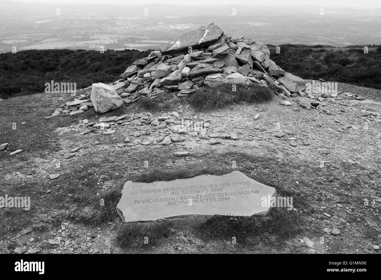 Penycloddiau Reconstructed Bronze Age Burial Mound Stock Photo