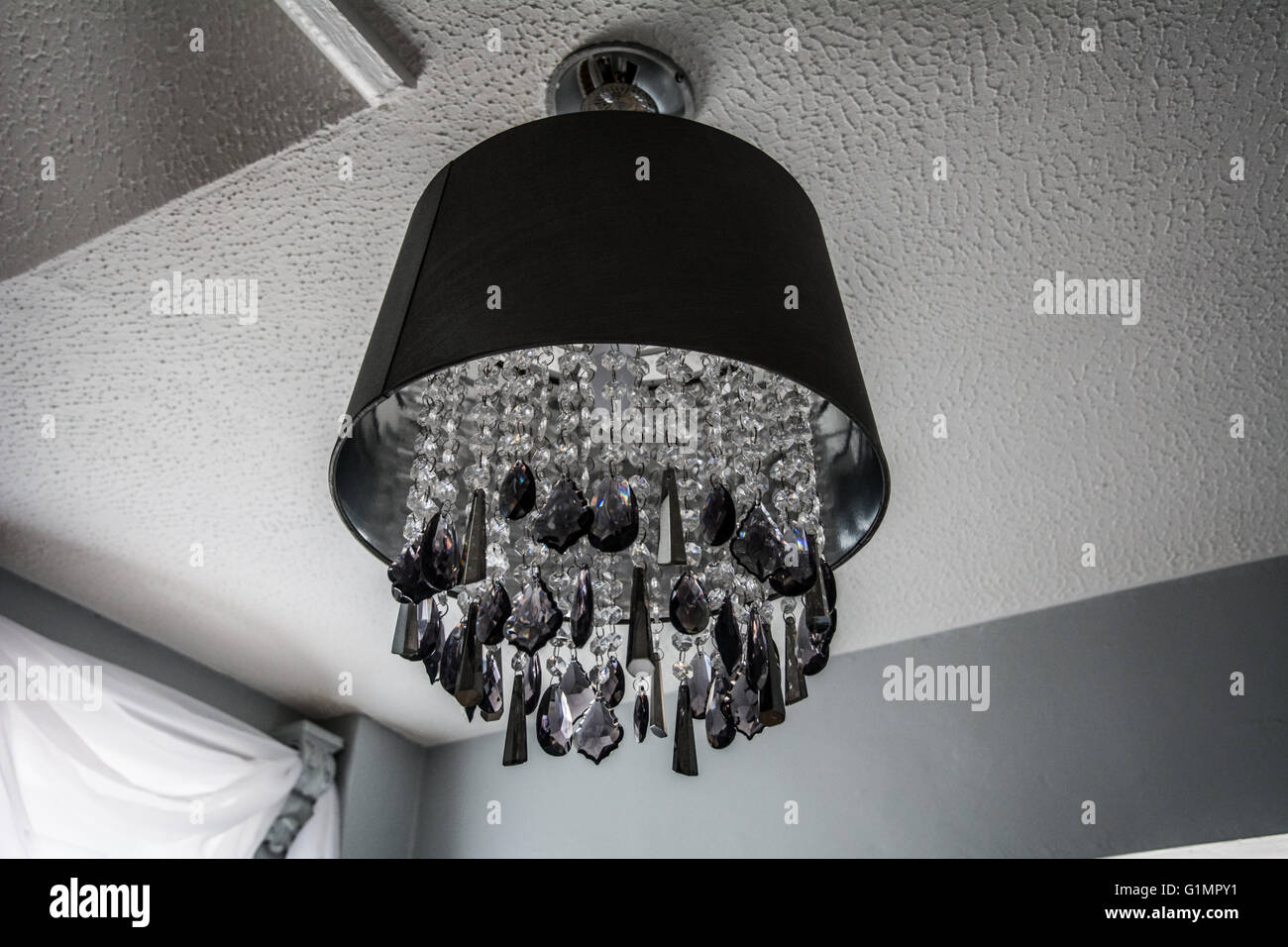 A crystal lamp shade in grey. Stock Photo