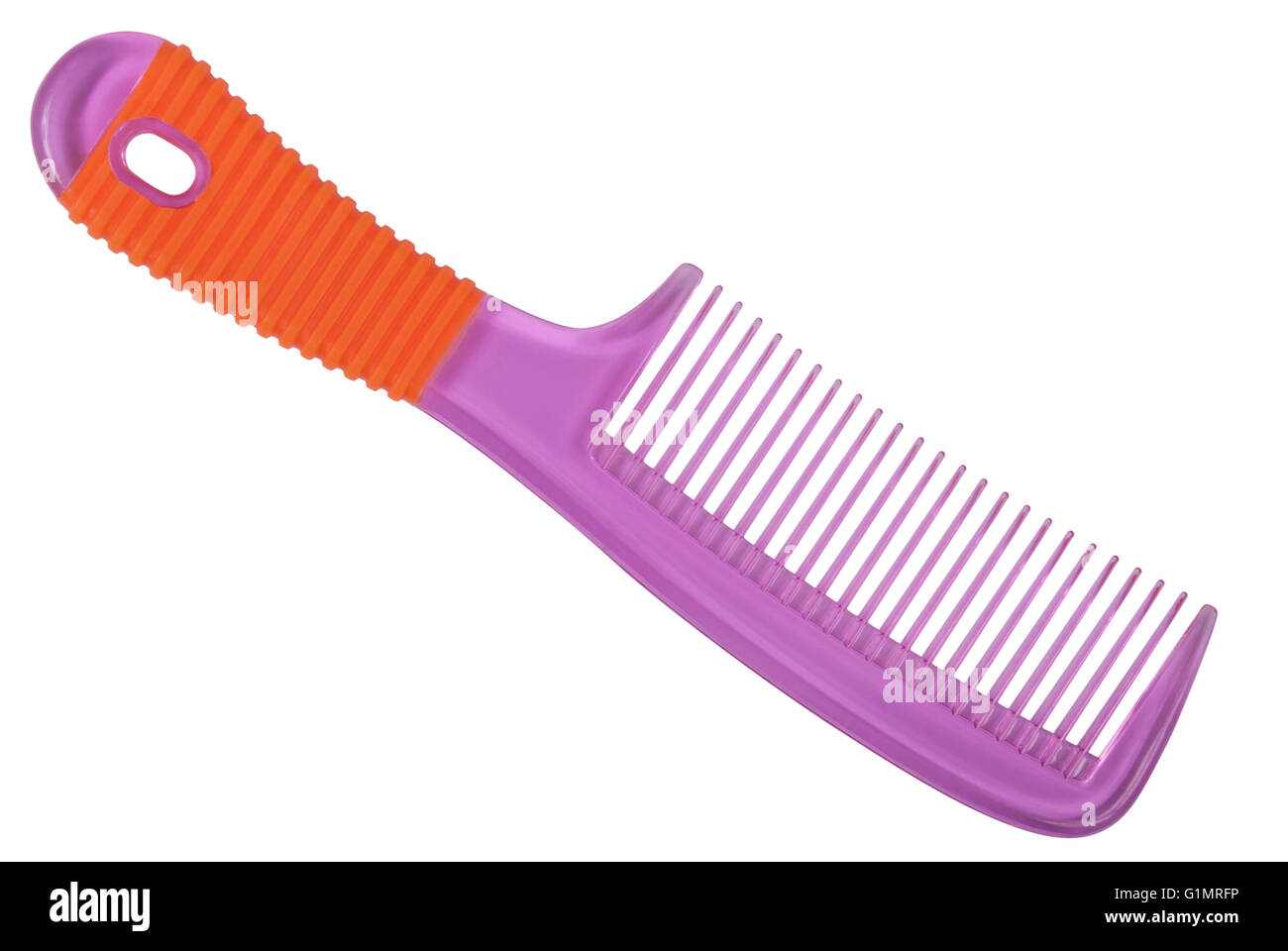 Hair brush. Plastic, pink. Isolated on white. Clipping path included. Stock Photo