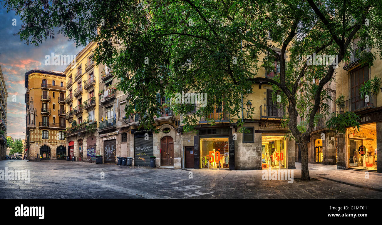 Street in El Born neighbourhood, Barcelona, Catalonia, Spain Stock