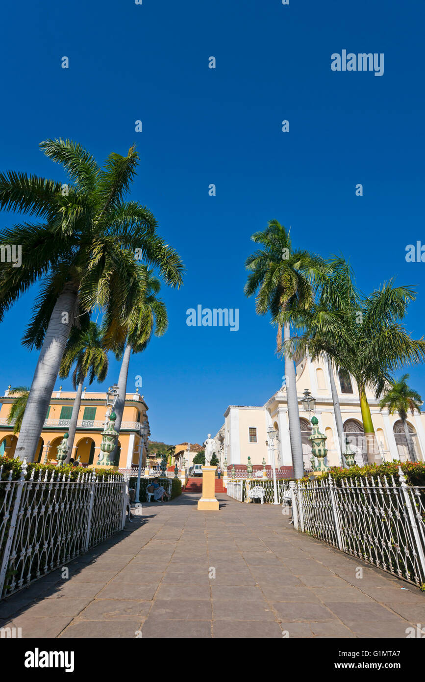 Vertical view of Plaza Mayor in Trinidad, Cuba. Stock Photo