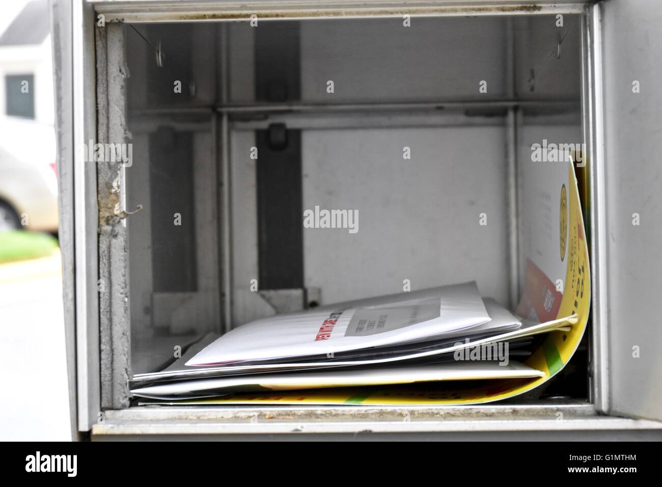 An open mailbox full of mail Stock Photo Alamy