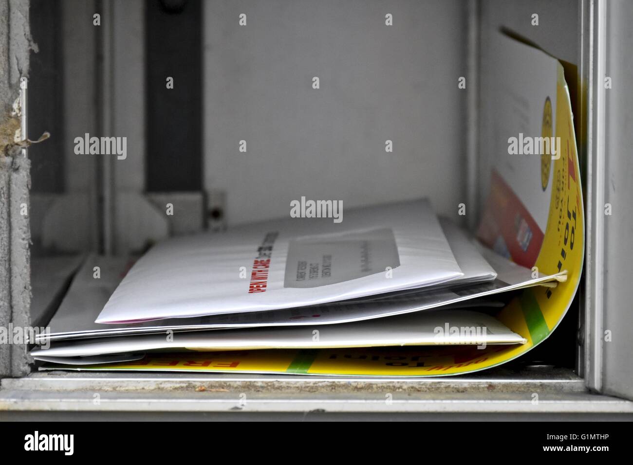 An open mailbox full of mail Stock Photo Alamy