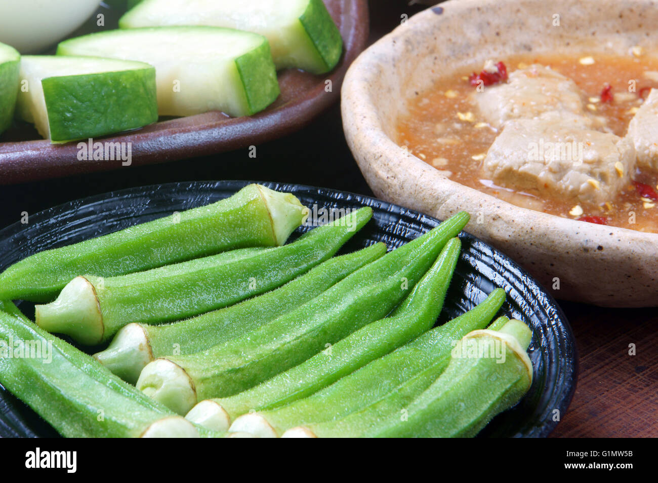 Meal for vegetarian with menu bottle gourd, okra, egg, cooked rice, soya cheese. This