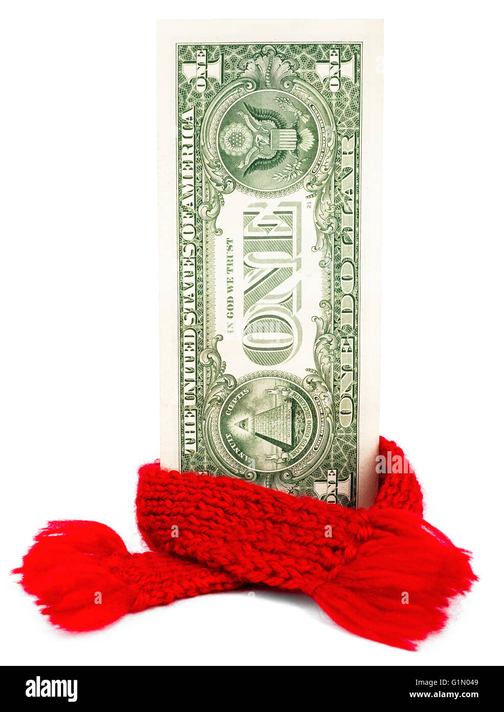 One dollar banknote with red scarf Stock Photo