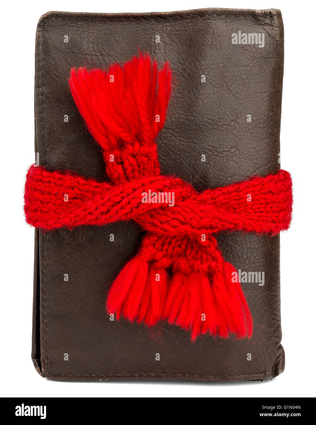 Wallet wearing red scarf Stock Photo