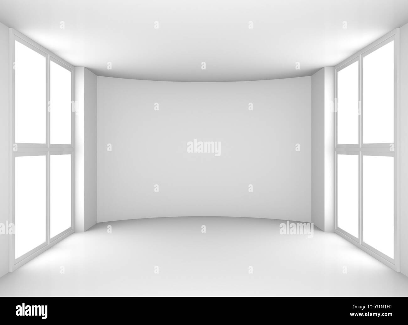 Empty clean white room with windows Stock Photo - Alamy
