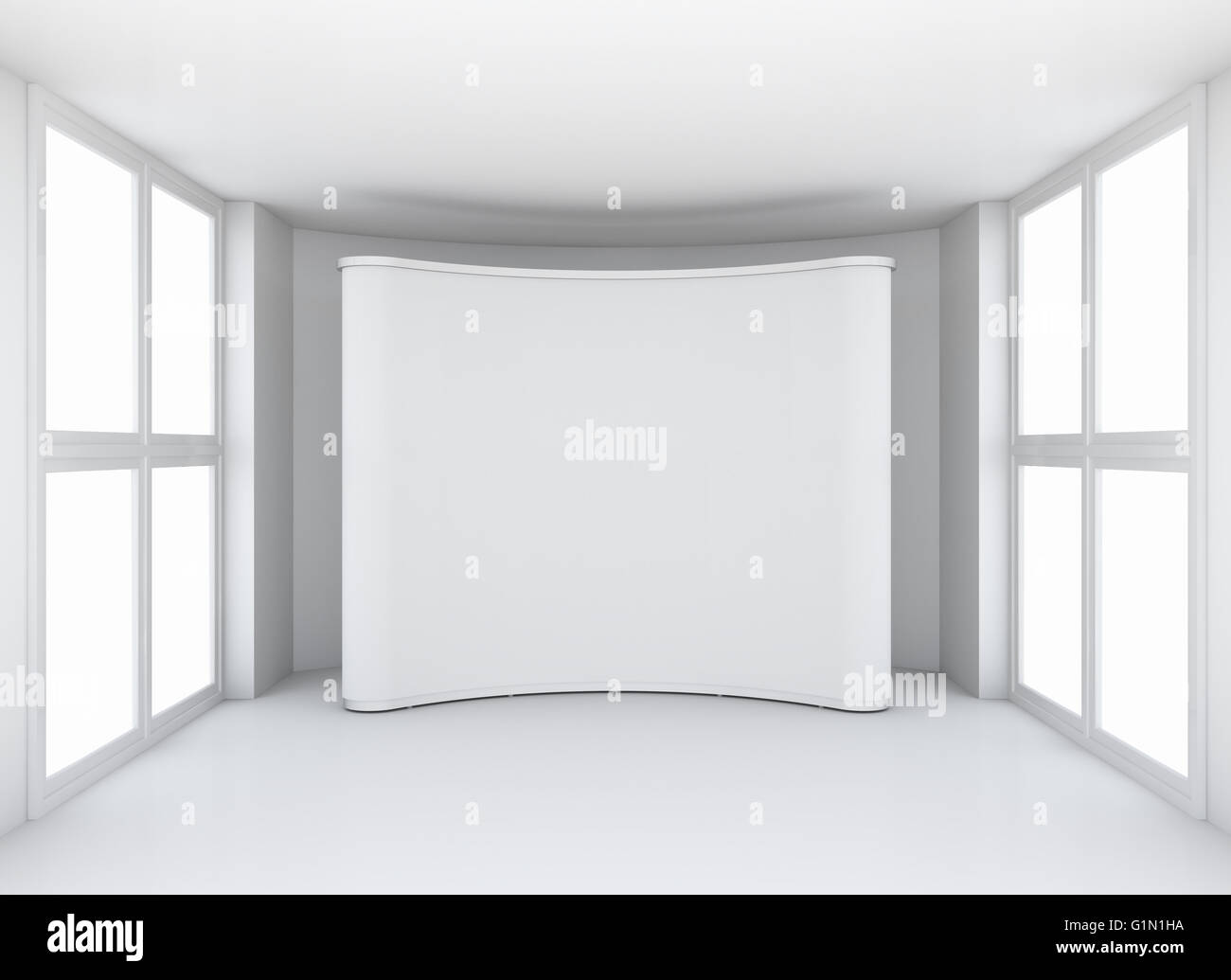 Blank trade show booth in clean white room Stock Photo - Alamy