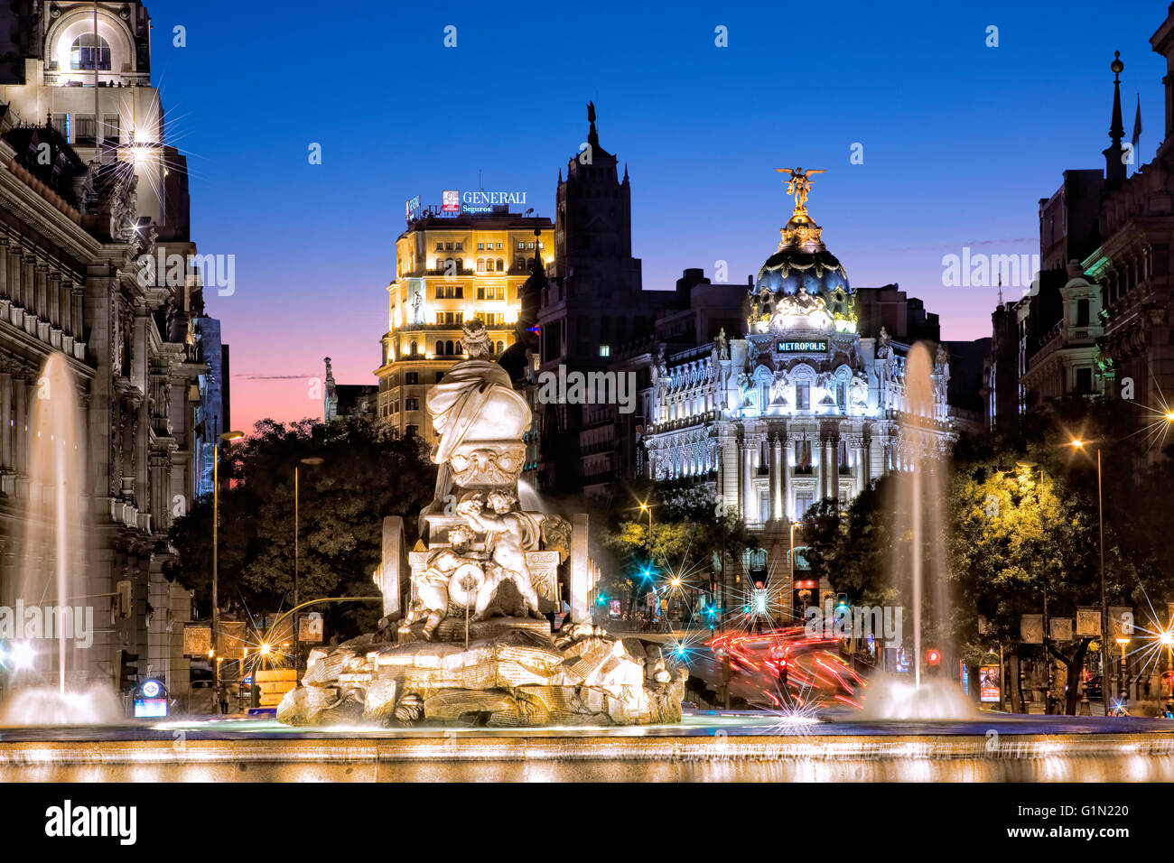 The fountain in plaza de Cibeles Stock Photo