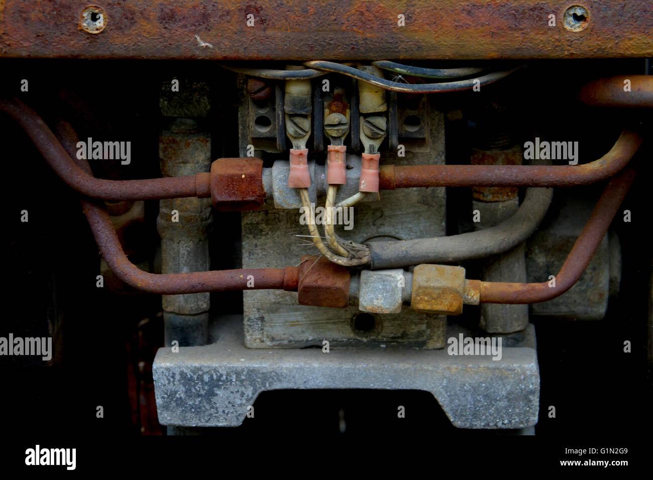 unsafe connected cable Stock Photo