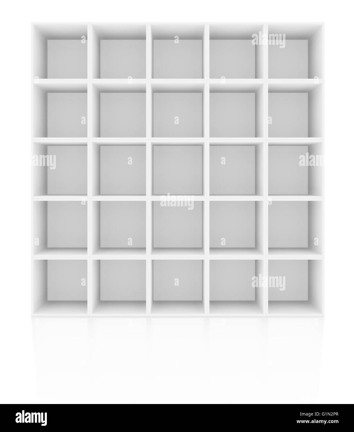 Empty white wooden bookshelf Stock Photo Alamy