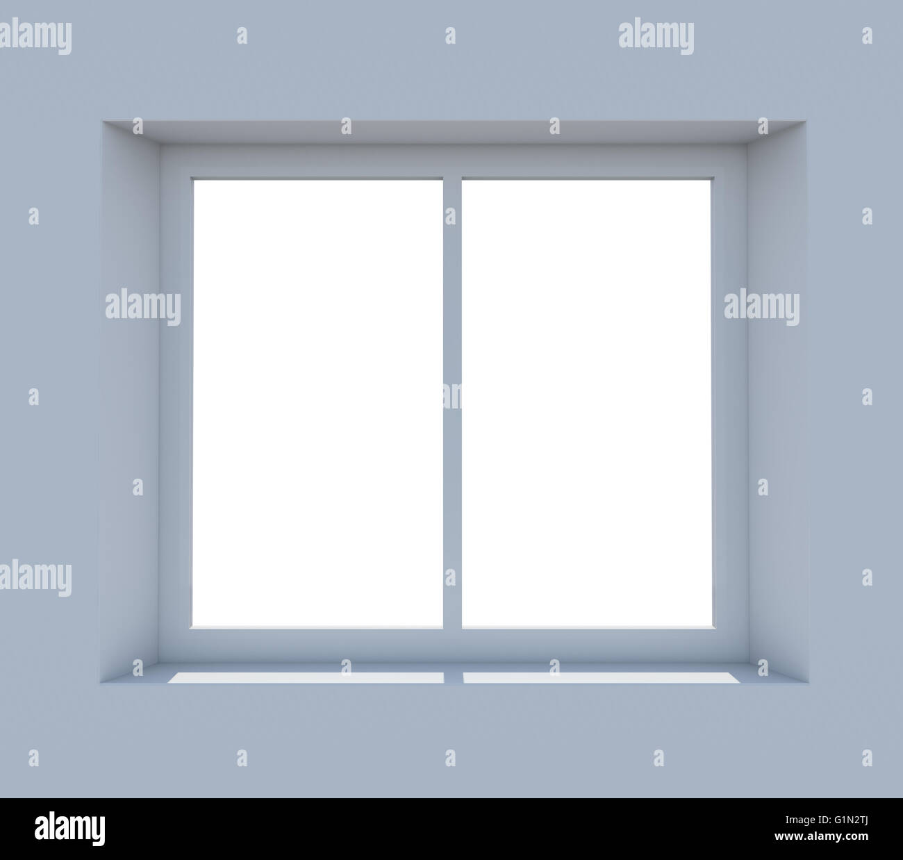 Closed window frame on light blue background Stock Photo - Alamy