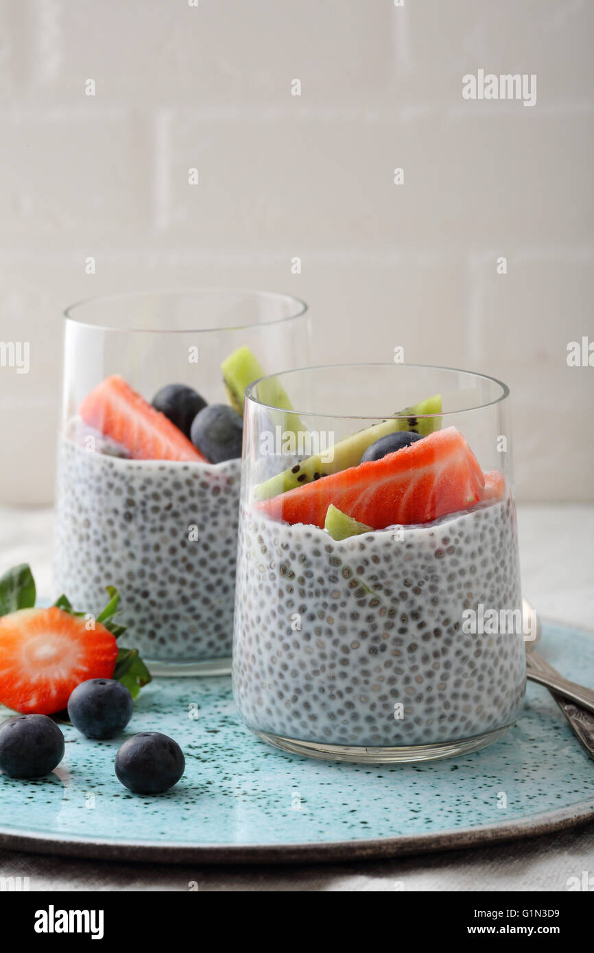 chia seeds smoothies with berries, food Stock Photo Alamy