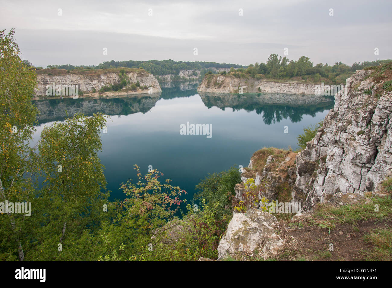 View of the flooded mine in Krakow - Zakrzowek lake view Stock Photo