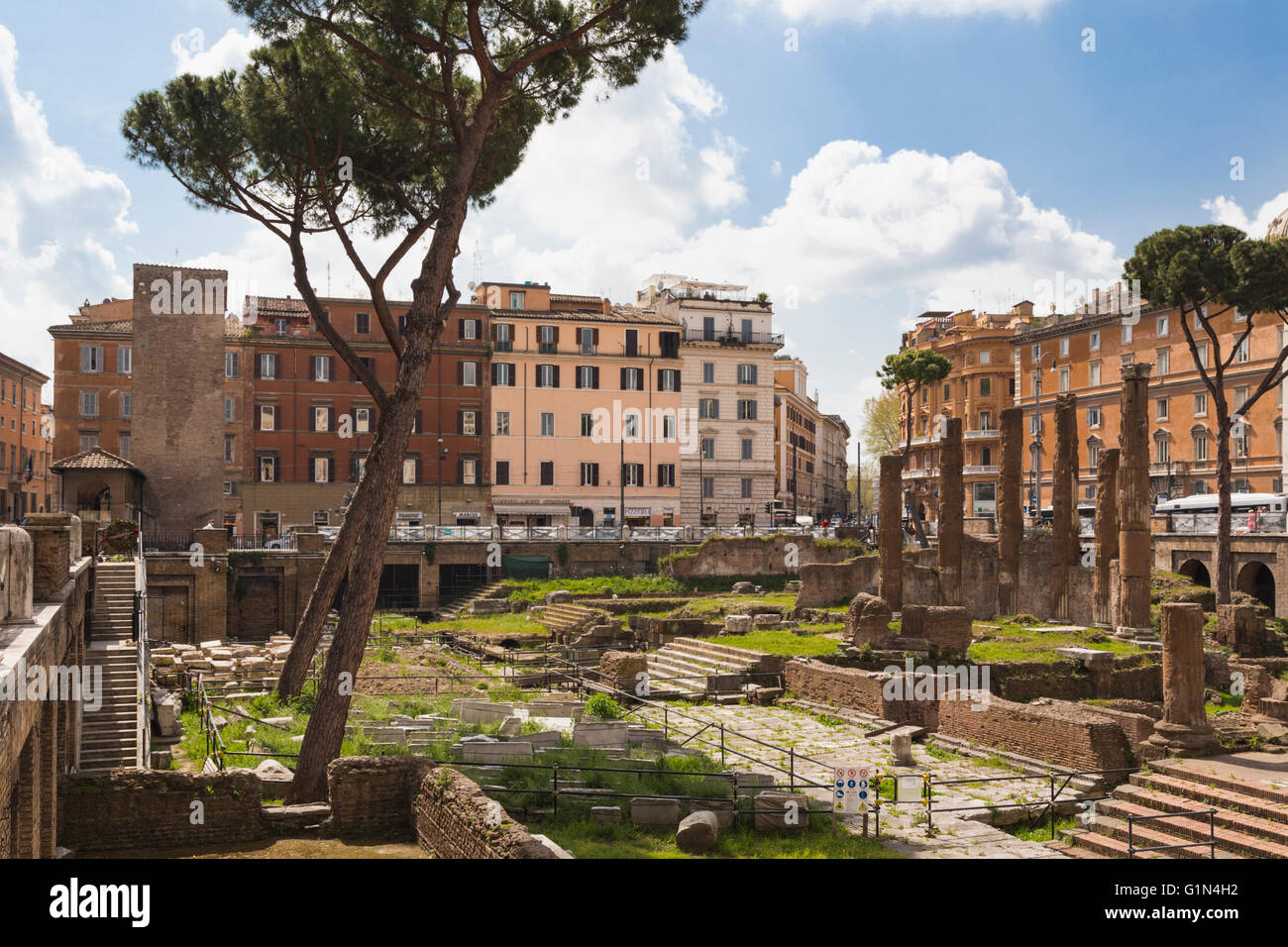 Rome, Italy.  Largo di Torre Argentina.  Ruins dating to the ancient Roman Republic. Stock Photo