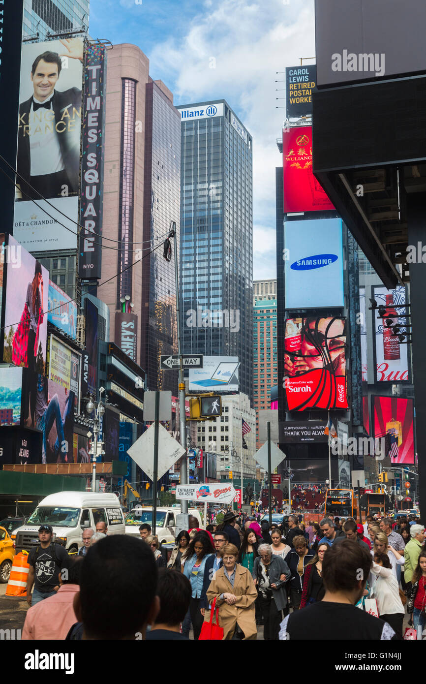 New York, New York State, United States of America.  Street scene in Times Square. Stock Photo