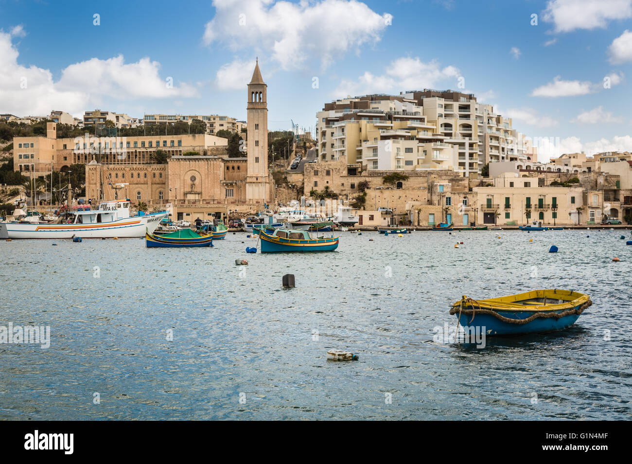 View of the bay of Marsaskala on the island Malta Stock Photo