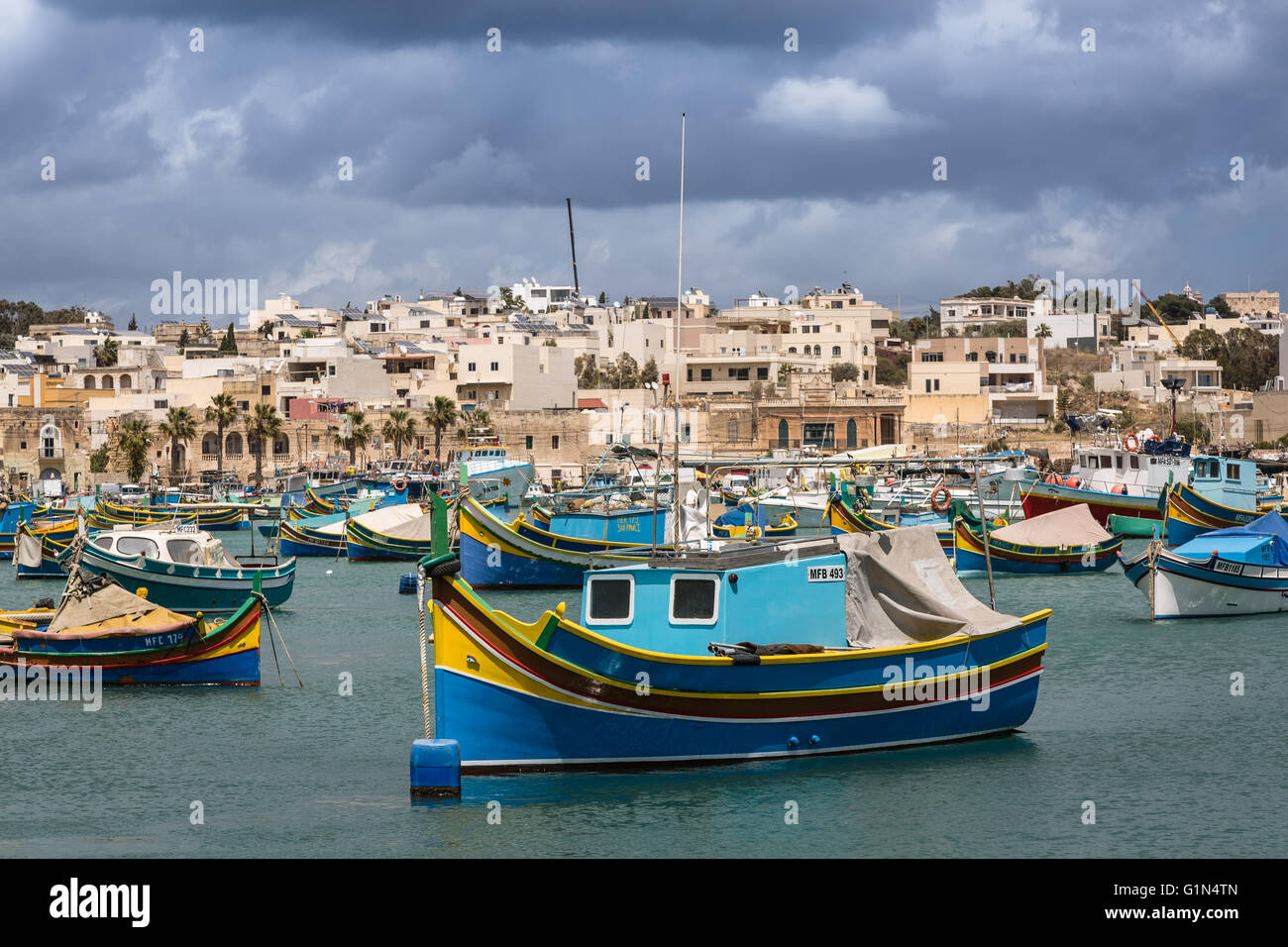 Fishing port of Marsaxlokk, Malta island, Mediterranean sea Stock Photo