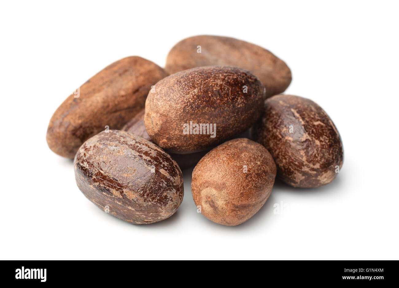 Nutmeg seeds  isolated on white Stock Photo