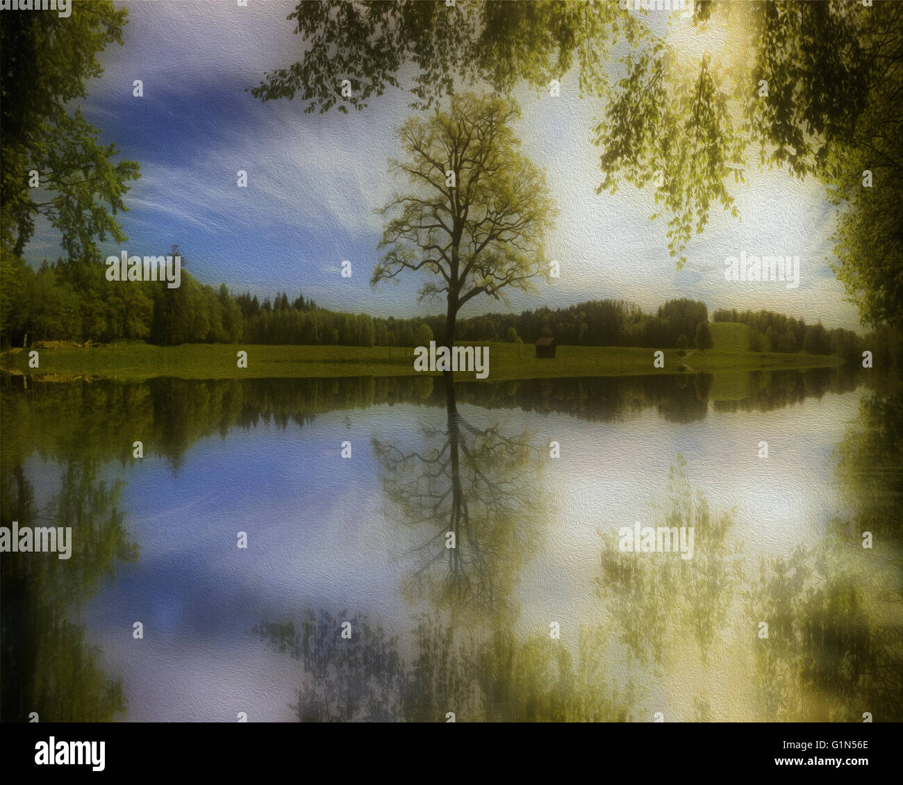 DIGITAL ART: Serenity Reflected Stock Photo