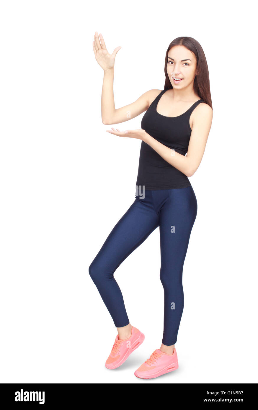 Portrait of smiling fitness young woman Stock Photo - Alamy