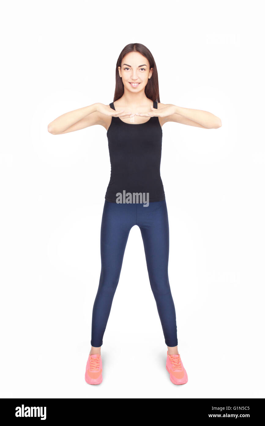 Portrait of smiling fitness young woman Stock Photo - Alamy