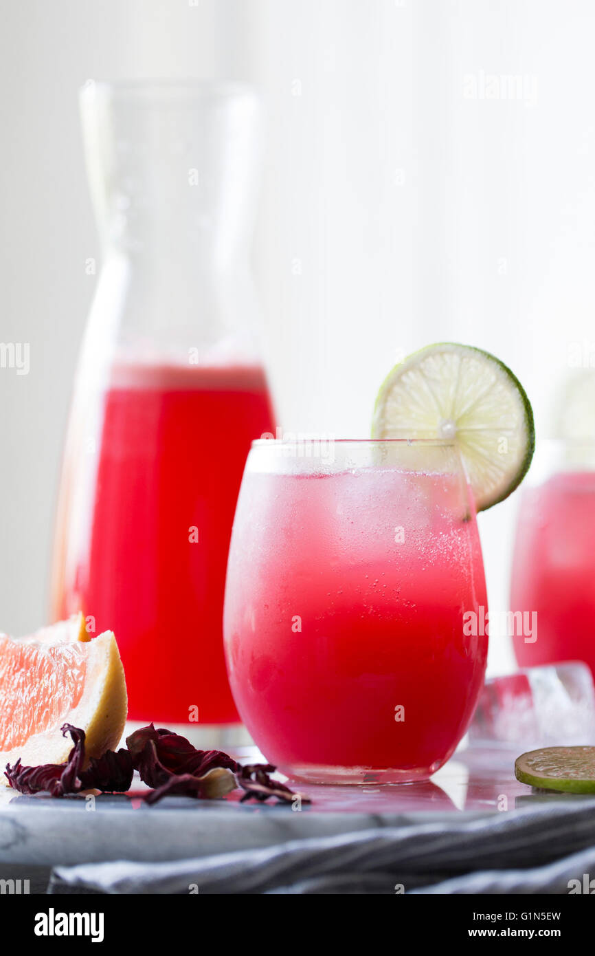 hibiscus ginger palomas. Coctail, cousin to the margarita. Stock Photo