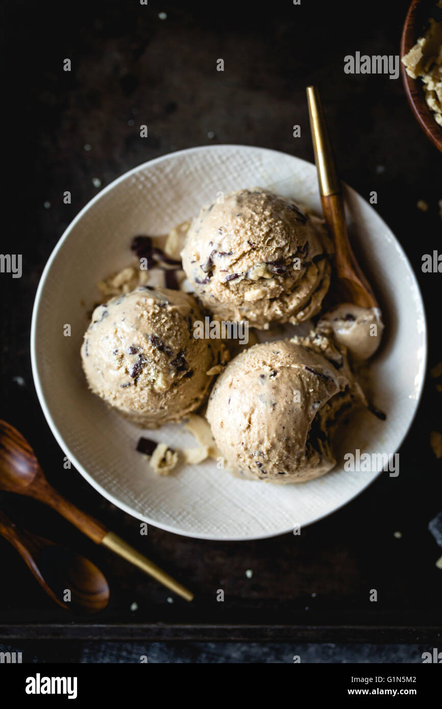 coffee halva chocolate chip ice cream Stock Photo