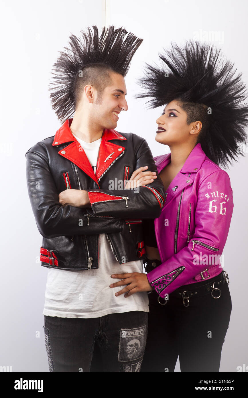 Couple with Mohawk hairdos Stock Photo