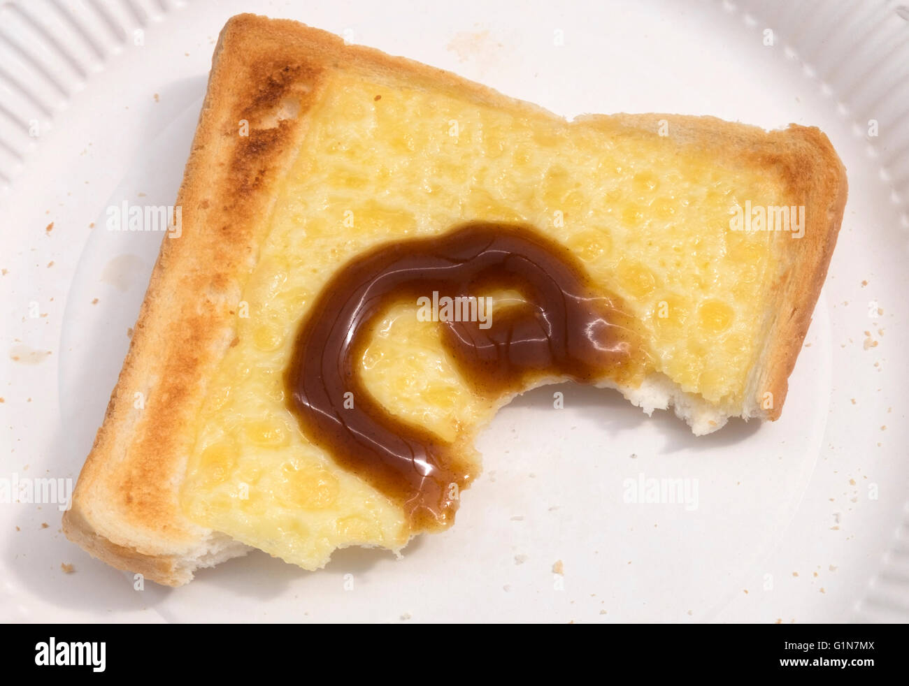 Cheese on toast with Daddies brown sauce Stock Photo