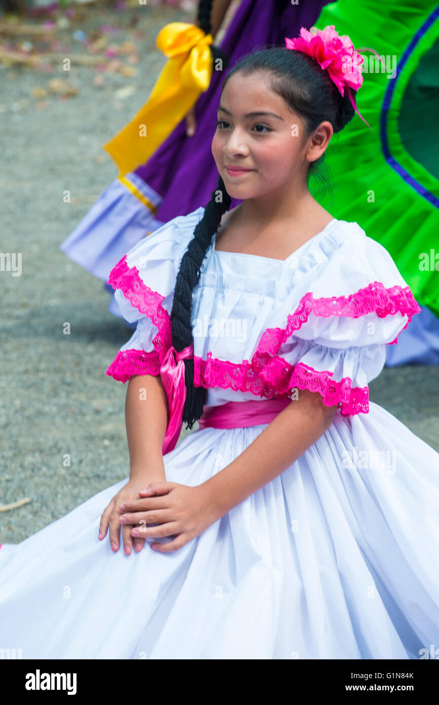 Salvadorian dancer perform during the Flower & Palm Festival in