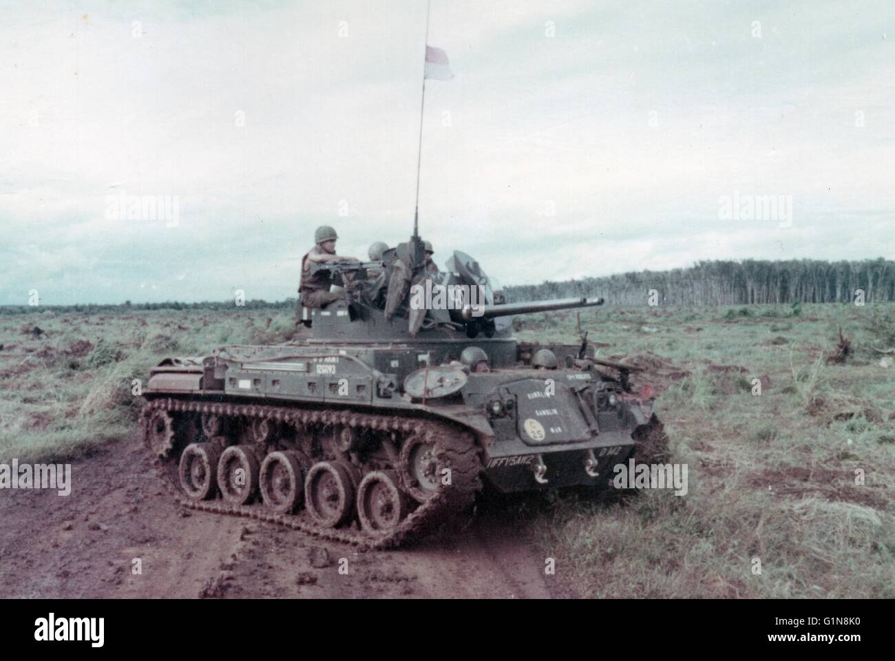 American Twin 40mm Tank  'Duster' Phuoc Tuy Province South Vietnam 1969 Stock Photo