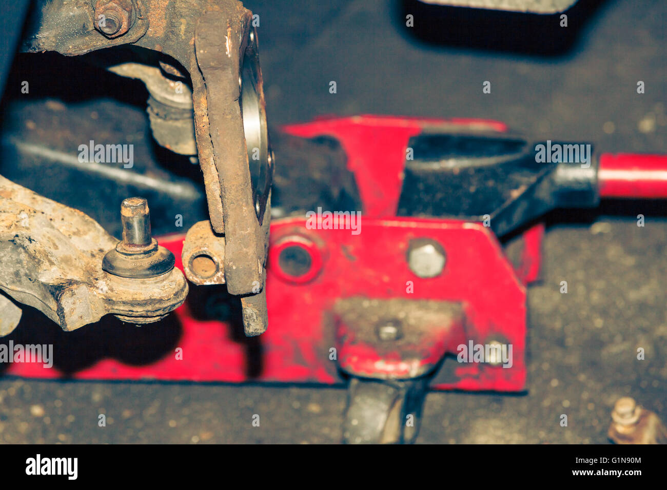 Metallurgy automotive fixing engineering industry concept. Car jack