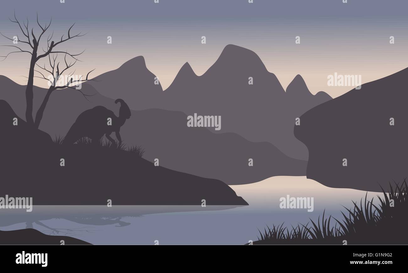 Silhouette of parasaurolophus in riverbank Stock Vector Image & Art - Alamy
