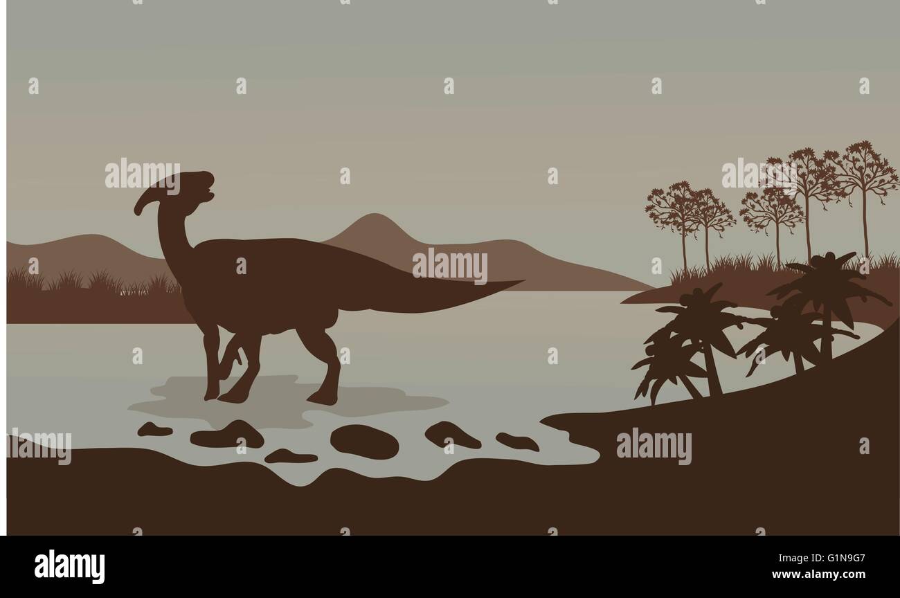 parasaurolophus in river scenery Stock Vector Image & Art - Alamy