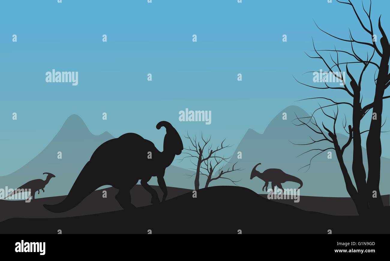 Silhouette of parasaurolophus in hills Stock Vector Image & Art - Alamy