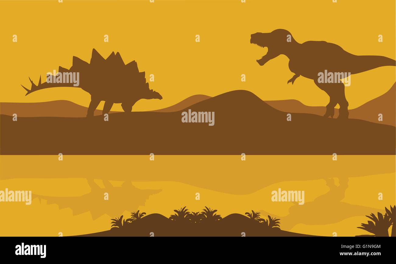 Silhouette of stegosaurus and parasaurolophus Stock Vector Image & Art ...