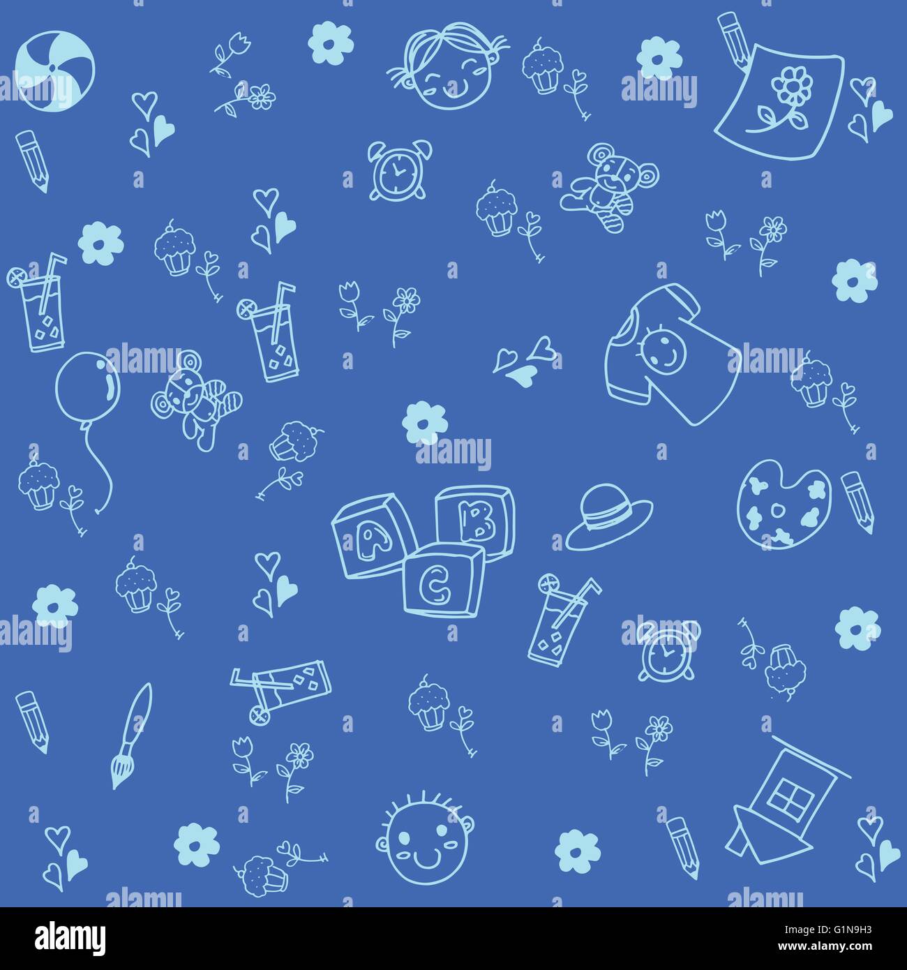 Blue equipment school doodle Stock Vector Image & Art Alamy