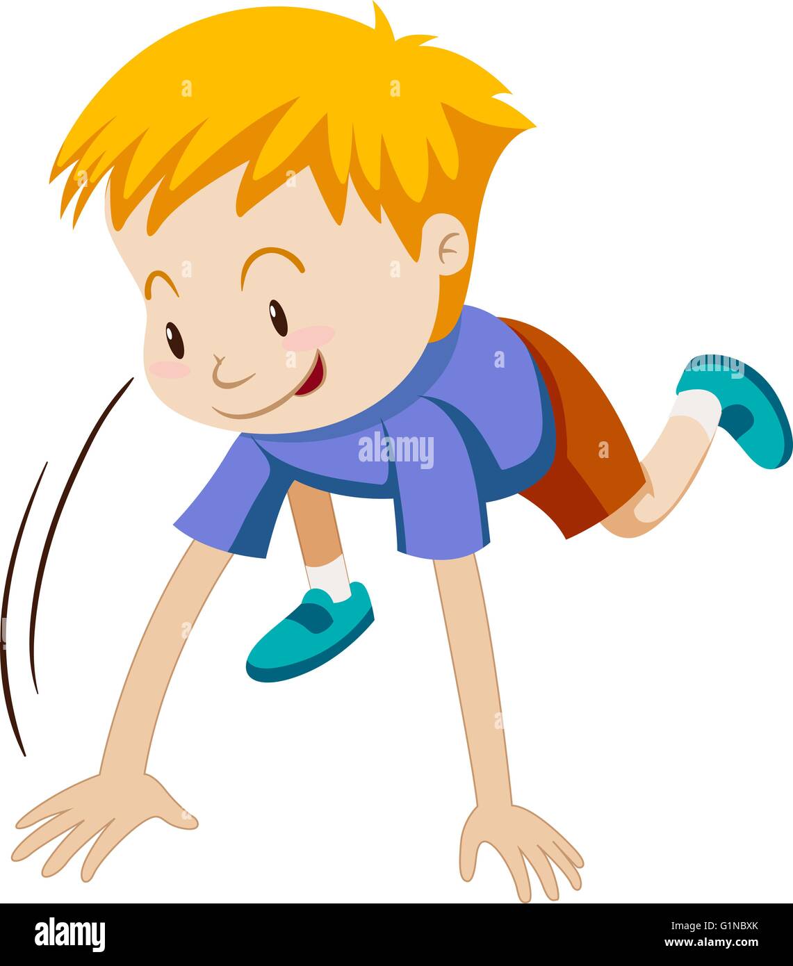 Little boy kneeling down illustration Stock Vector Image & Art Alamy