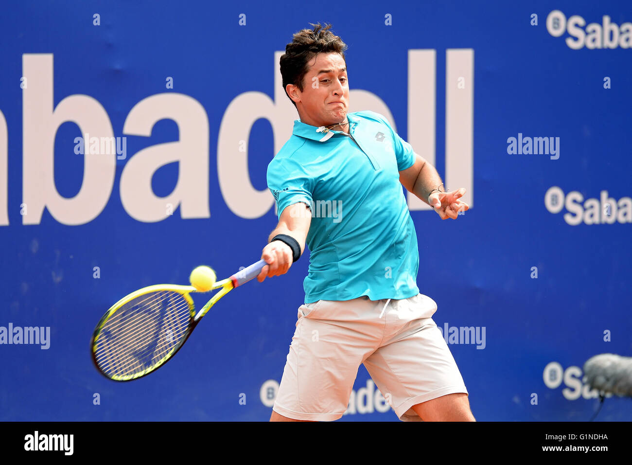 BARCELONA - APR 22: Nicolas Almagro (Spanish tennis player) plays at the  ATP Barcelona Open Banc Sabadell Stock Photo - Alamy