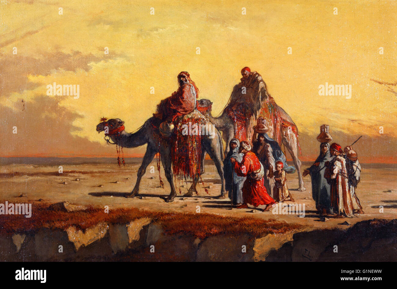 Francisco Lameyer - Desert Scene - Museo del Romanticismo, Madrid Stock Photo