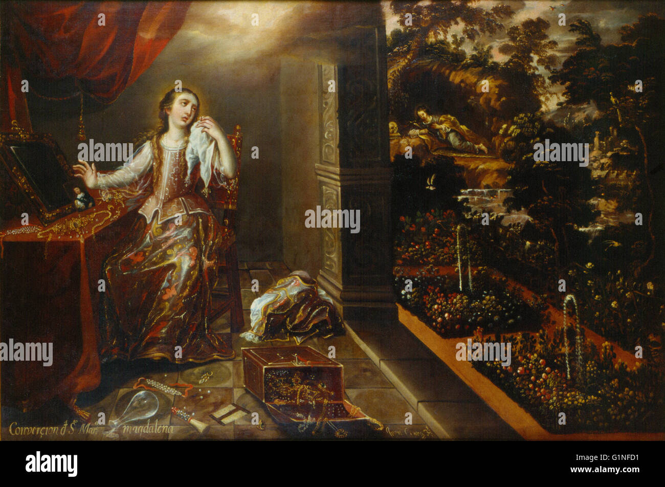 Juan Correa - The Conversion of Saint Mary Magdalene -  Museo Nacional de Arte de Mexico Stock Photo