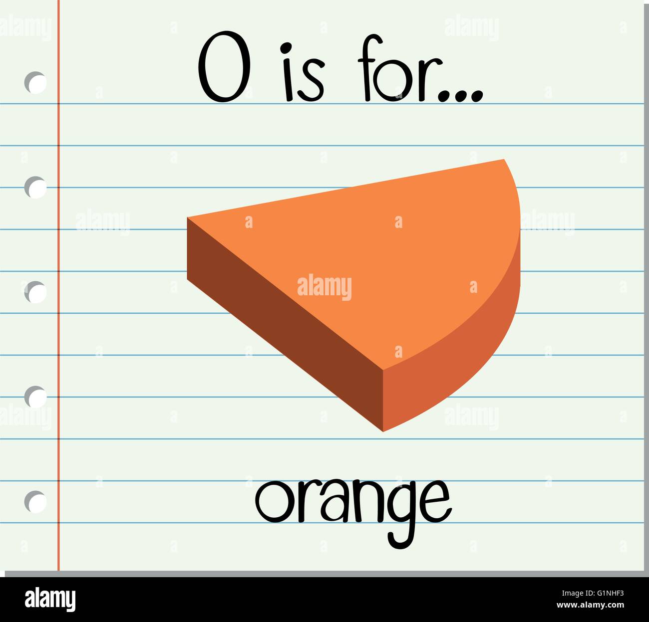 Flashcard letter O is for orange illustration Stock Vector
