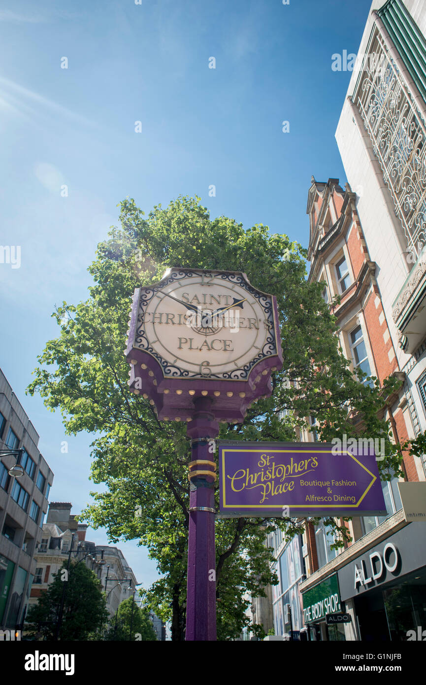St Christopher's Place Clock Sign; London; England; UK Stock Photo
