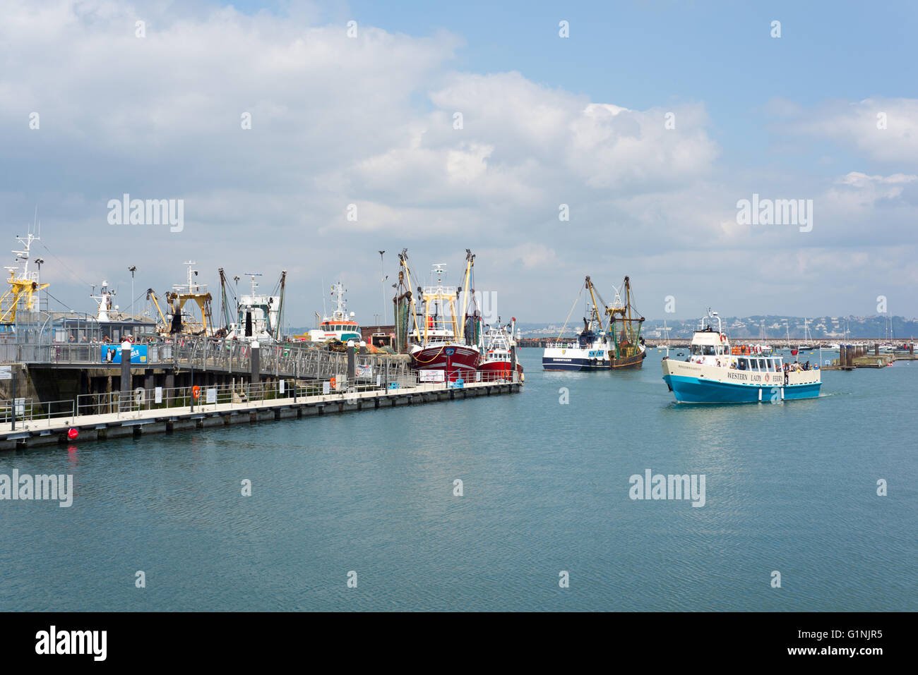 Ferry from Torquay arriving at Brixham, Devon, UK Stock Photo - Alamy