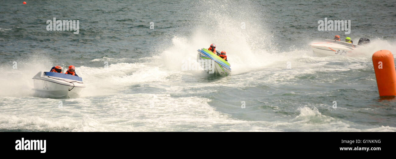 Powerboat racing at Torquay, Devon, UK. Stock Photo