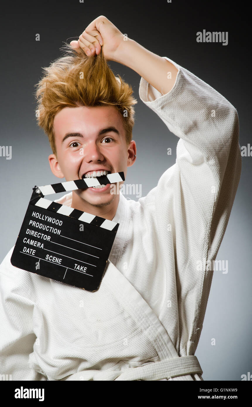 Funny karate fighter in sports concept Stock Photo - Alamy