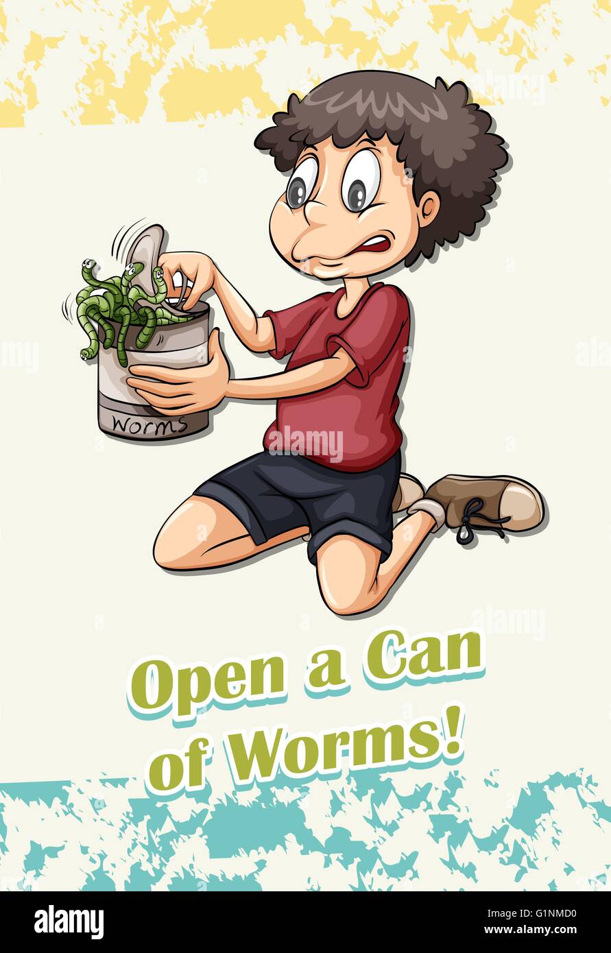Idiom open a can of worms illustration Stock Vector Image & Art Alamy
