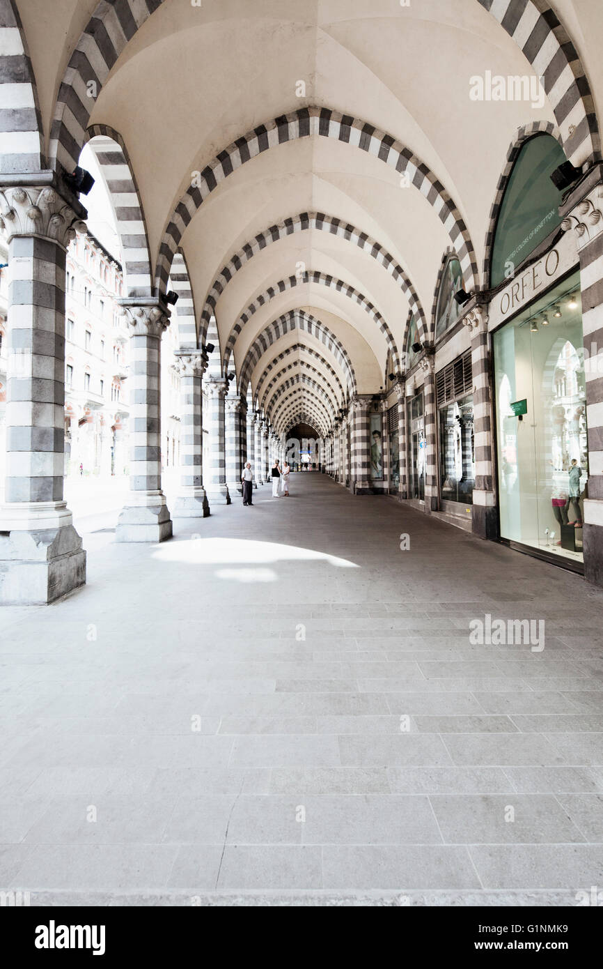 Shopping colonnade in Genoa Stock Photo